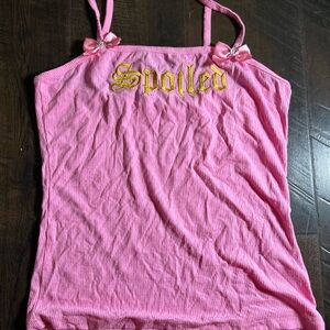 Pink 'Spoiled' Ribbed Cami Tank with Bow Straps